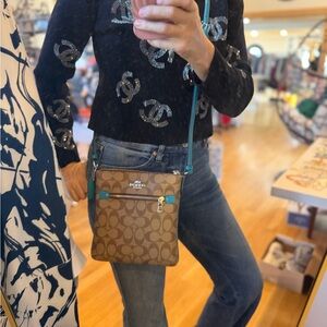 Coach Brown and Teal Crossbody Bag